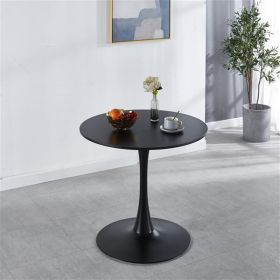 31.5"Black Tulip Table Mid-century Dining Table for 2-4 people With Round Mdf Table Top, Pedestal Dining Table, End Table Leisure Coffee Table