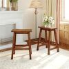 Farmhouse Rustic 2-piece Counter Height Wood Kitchen Dining Stools for Small Places, Walnut