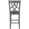 Farmhouse 2 Piece Padded Round Counter Height Kitchen Dining Chairs with Cross Back for Small Places, Gray