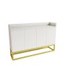 Stylish and Functional 4-Door Storage Cabinet with Square Metal Legs and Particle Board Material,for Living Room and Kitchen,White