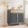 31.5"Wide 2 Drawer Sideboard, Modern Furniture Decor, Made with Iron+ Carbonized Bamboo, Easy Assembly