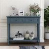 Console Table Traditional Design with Two Drawers and Bottom Shelf (Navy)