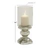 DecMode Silver Glass Handmade Turned Style Pillar Hurricane Lamp with Faux Mercury Glass Finish