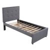 Linen Upholstered Platform Bed With Headboard and Two Drawers, Twin