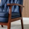 Mid Century Single Armchair Sofa Chair Retro Modern Solid Wood Armrest Chair, Fabric Upholstered Wooden Lounge Chair Navy