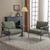 Upholstered Mid Century Lounge Chair Reading Armchair Chenille Fabric Modern Arm Chair with Metal Frame , Accent Chair for Living Room, Green