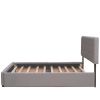 Upholstered Platform Bed with 2 Drawers and 1 Twin XL Trundle, Linen Fabric, Queen Size - Light Gray