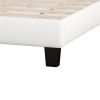 Upholstered Platform Bed with Saddle Curved Headboard and Diamond Tufted Details, Queen, Beige