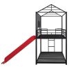 Metal Bunk Bed ,Metal Housebed With Slide,Three Colors Available.(Black with Red Slide)