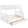 Twin-Over-Full Bunk Bed with Ladders and Two Storage Drawers (White)