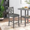 Farmhouse 2 Piece Padded Round Counter Height Kitchen Dining Chairs with Cross Back for Small Places, Gray