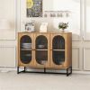 Storage Cabinet with Glass Door, Sideboard Buffet Cabinet for Kitchen,Dining Room, Walnutcolor