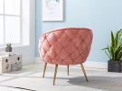 Gorgeous Living Room Accent Chair 1pc Button-Tufted Back Covering Rose Color Velvet Upholstered Metal Legs