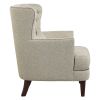 Traditional Living Room Luxury Accent Chair 1pc High Flair-Back Button-Tufted Beige Nailhead-Trim Lumbar Pillow Soldi Wood Furniture