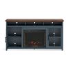 Bridgevine Home Nantucket 74 inch Fireplace TV Stand Console for TVs up to 85 inches, Minimal Assembly, Blue Denim and Whiskey Finish