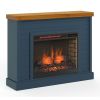 Bridgevine Home Washington 48 inch Fireplace with Mantel, Blue Denim and Whiskey Finish