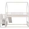 House Bunk Bed with Convertible Slide,Storage Staircase,White