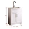 24in White Paint Free Laundry Tub Cabinet w/ Stainless Steel Combo