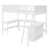 Full size Loft Bed with Shelves and Desk, Wooden Loft Bed with Desk - White