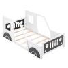 Twin Size Classic Car-Shaped Platform Bed with Wheels,White