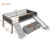 Twin size Loft Bed Wood Bed with Two Storage Boxes - Gray