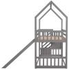 House Bunk Bed with Convertible Slide,Storage Staircase can be Placed Left or Right,Gray