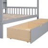 Wooden Full Size House Bed with 2 Drawers,Kids Bed with Storage Shelf, Gray(Expected Arrival Time: 5.15)