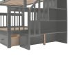 Stairway Twin-Over-Full Bunk Bed with Drawer, Storage and Guard Rail for Bedroom, Dorm, for Adults, Gray color