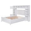 Full Size Wooden Bed With All-in-One Cabinet and Shelf, White