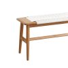 Design Natural Oak Wood Dining Bench Bed Bench for Dining Room, Bedroom, Bathroom (White)