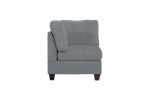 Living Room Furniture Corner Wedge Grey Linen Like Fabric 1pc Cushion Wedge Sofa Wooden Legs