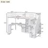 Twin Size Loft Bed with L-Shaped Desk and Drawers, Cabinet and Storage Staircase, White