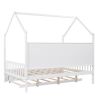 Wooden Full Size House Bed with Trundle,Kids Bed with Shelf, White