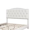 Upholstered Platform Bed with Saddle Curved Headboard and Diamond Tufted Details, Queen, Beige