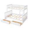 Twin-Over-Full Bunk Bed with Ladders and Two Storage Drawers (White)