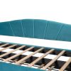 Upholstered Daybed Sofa Bed Twin Size With Trundle Bed and Wood Slat ,Blue