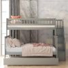 Twin over Full Bunk Bed with Trundle and Staircase,Gray