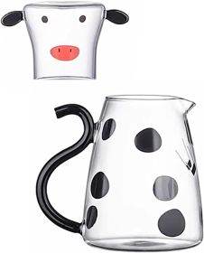 Cow Carafe Pitcher Cow Water Pitcher With Cup Bedside Water Carafe Cow Glass Set Cow Pitcher Water Carafe With Glass Cup For Nightstand (Option: default)