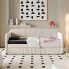 Upholstered Daybed Sofa Bed Twin Size With Trundle Bed and Wood Slat ,Beige