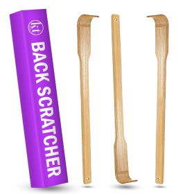 3 PCS Natural Bamboo Back Scratcher Long Reach Pick Itch Relief Tool Portable US (Color: Beige)